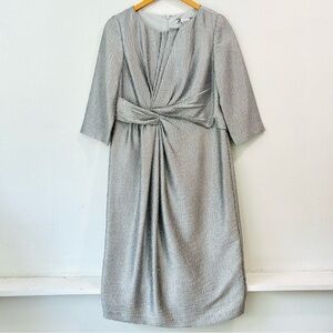 Joanna Hope Silver Knee Length Dress Size 12 Like New
